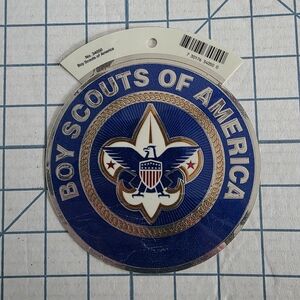 Boy Scouts of America Blue and Silver Emblem Sticker 5" Diameter Vtg